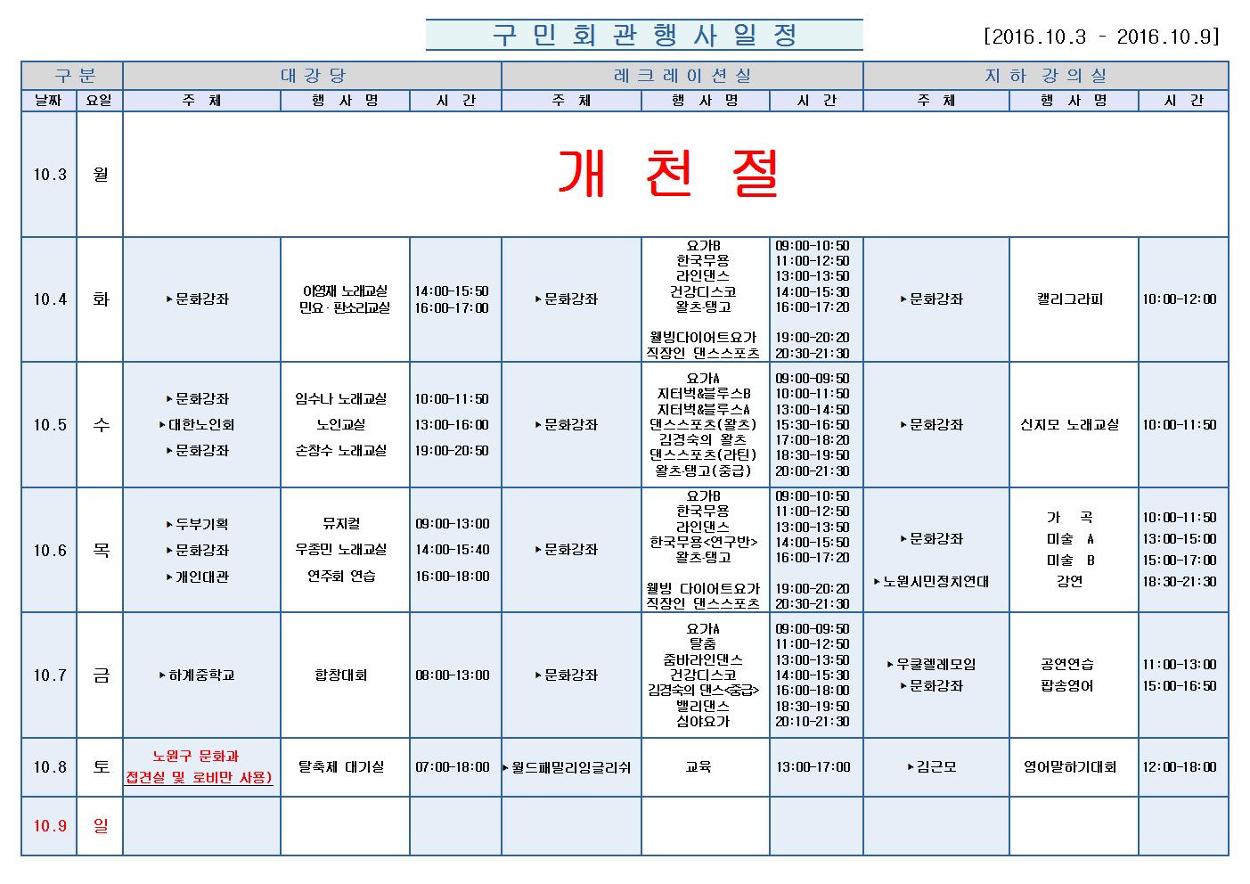 노원구 구민회관  행사 일정표(2016.10.03~10.09)001.jpg
